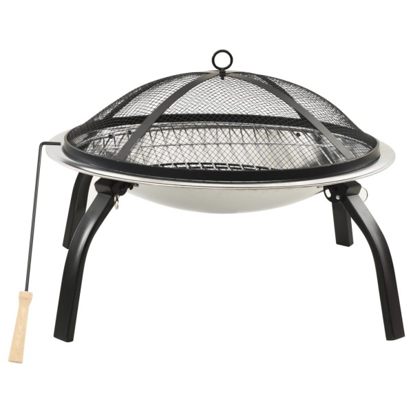 Brasero y barbacoa 2 en 1 atizador acero inoxidable 56x56x49 cm