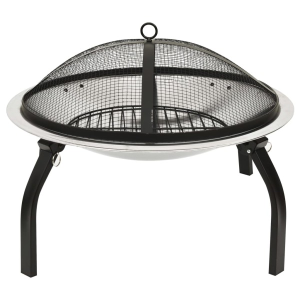 Brasero y barbacoa 2 en 1 atizador acero inoxidable 56x56x49 cm