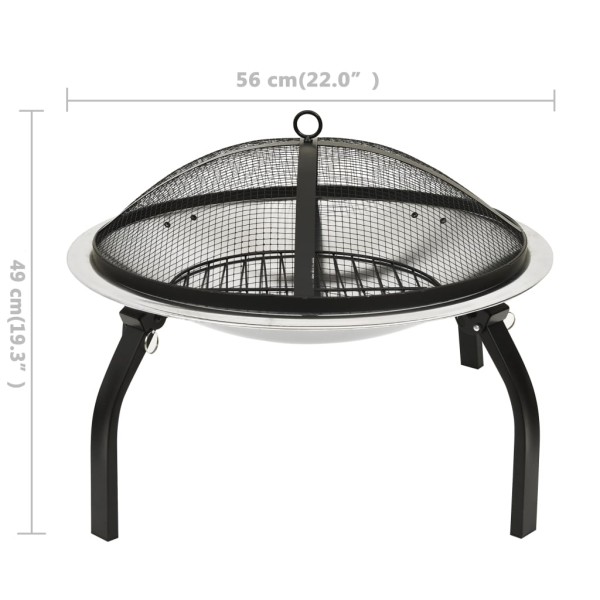 Brasero y barbacoa 2 en 1 atizador acero inoxidable 56x56x49 cm