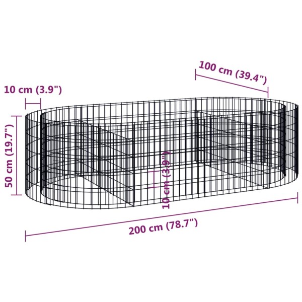 Arriate de gaviones de hierro galvanizado 200x100x50 cm