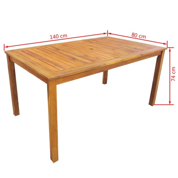 Set de comedor de jardín 7 piezas madera maciza de acacia