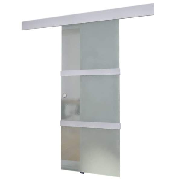 Puerta corredera de cristal y aluminio 178 cm plateado