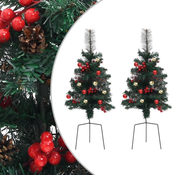 Árboles de Navidad artificiales de camino 2 uds PVC 76 cm