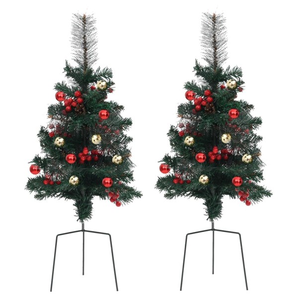 Árboles de Navidad artificiales de camino 2 uds PVC 76 cm