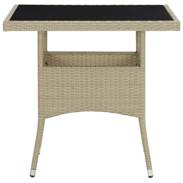 Mesa de comedor de jardín ratán sintético y vidrio beige