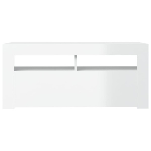 Mueble de TV con luces LED blanco brillante 90x35x40 cm