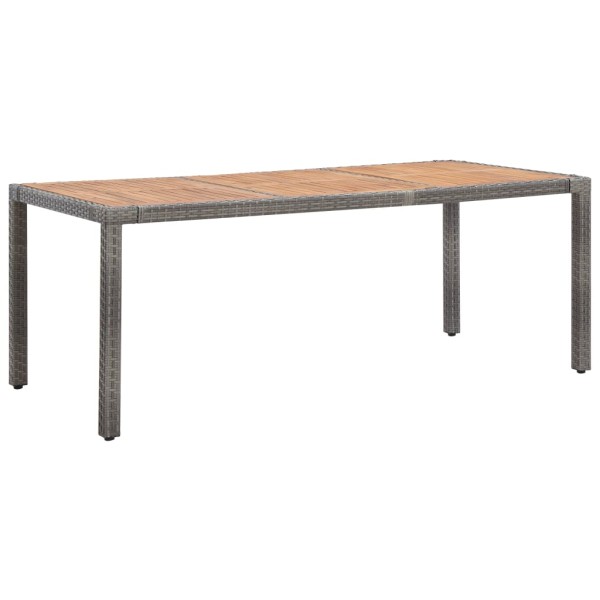 Mesa de jardín ratán PE gris madera acacia maciza 190x90x75 cm