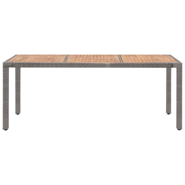 Mesa de jardín ratán PE gris madera acacia maciza 190x90x75 cm