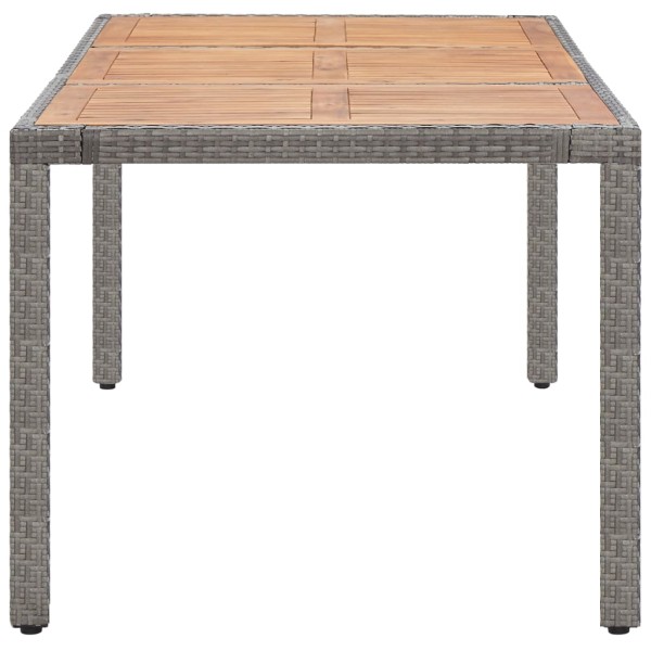 Mesa de jardín ratán PE gris madera acacia maciza 190x90x75 cm