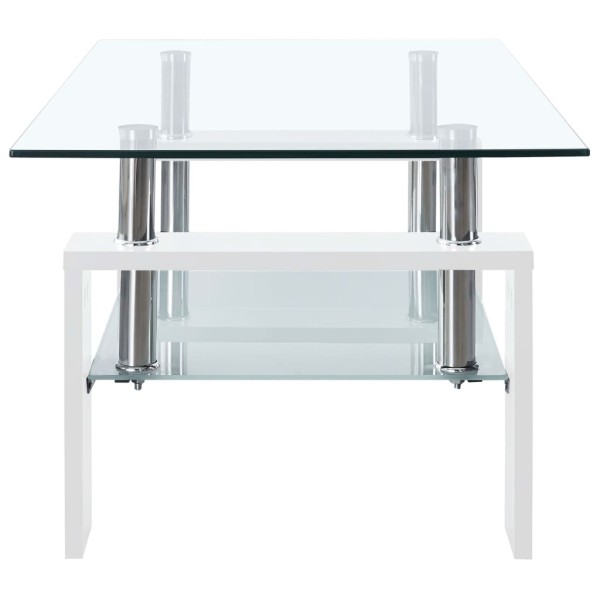 Mesa de centro vidrio templado blanco transparente 95x55x40 cm